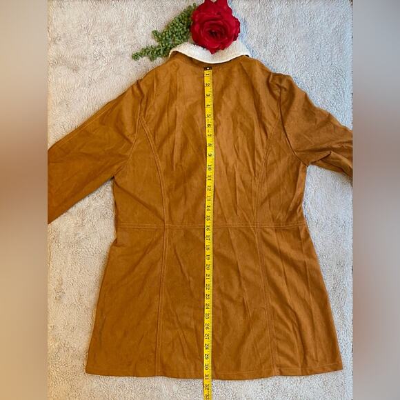 NWOT Misslook Button Up Sherpa Collar Jacket Color Tan Size Large - Picture 4 of 4
